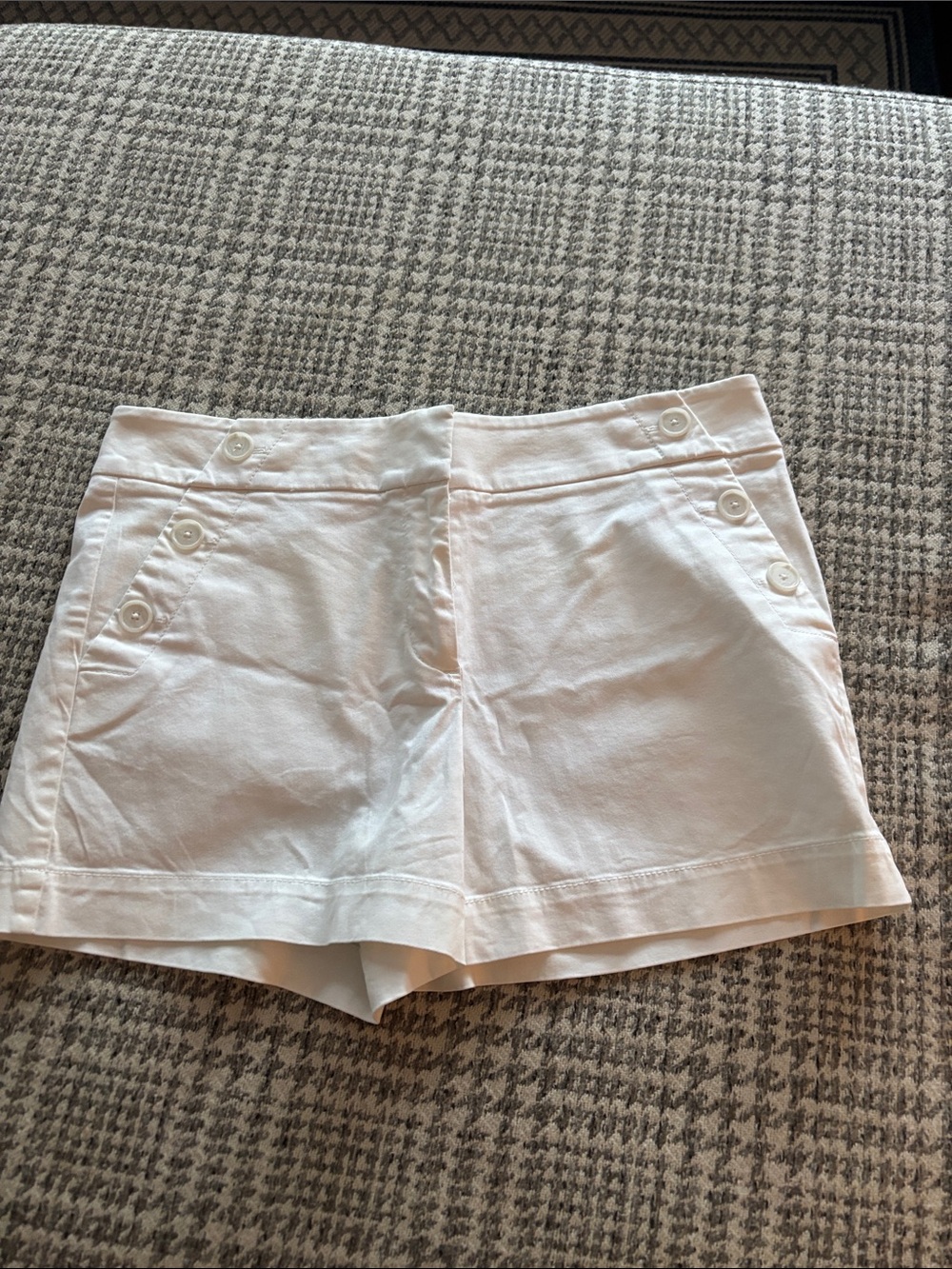 LOFT White High-Waist Button-Accent Shorts